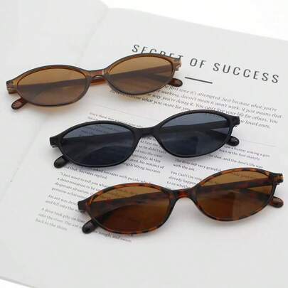 3 件装新款复古椭圆形小框时尚眼镜，男女通用，时尚高端休闲街头摄影男女通用眼镜，万圣节学院风，适合返校季椭圆形