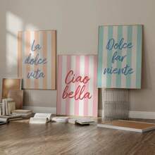 Tres carteles con letras simples, arte de pared moderno y de moda, decoración de habitación para niñas, arte de pared lindo, adecuado para dormitorios, salas de estar, regalos para amigos, pinturas con marco interior