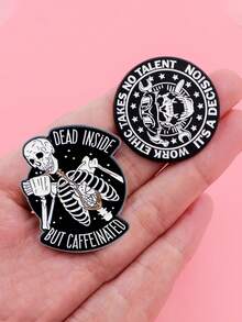 5Pcs Vintage Moon And Sun Enamel Pin Brooch Pines Lapel Pins Badge On Backpack Clothing Accessories Punk Jewelry Gifts - Black and White - View 7