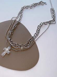1 pièce Collier ras-du-cou avec charm croix strass