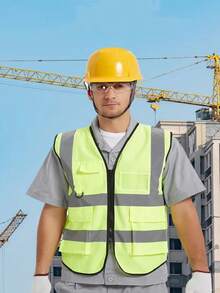 Chaleco reflectante de alta visibilidad - Múltiples bolsillos, unisex, ligero y transpirable (sin sobrecalentamiento) - Ideal para ciclismo/construcción/saneamiento al aire libre - Cumple con ANSI/ISEA