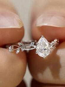 Elegant Silver Teardrop Commitment Ring - Sparkly Cubic Zirconia CZ Women Ring, Perfect For Engagement, Wedding, Romantic Proposal Anniversary Gift, Wedding Jewelry - nhẫn - Xem 7