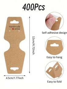 5-400 szt. Karty do wyświetlania bransoletek i kolczyków, ręcznie robione karty do kolczyków, samoprzylepne, odpowiednie do naszyjników, bransoletek, breloków, kolczyków, gumek do włosów, kart do przechowywania i wyświetlania