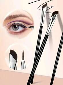 5 件斜角细尖眼线刷套装，初学者化妆眉毛和眼睑刷工具套装，便携式眼妆配件推荐