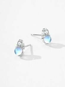 1 Set 925 Sterling Silver Luxury Moonstone Earrings Pendant Necklace Jewelry Set For Women Statement Jewelry Gift