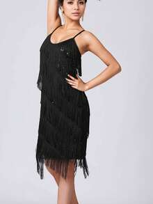 Aivtalk 女士 1920 年代风格亮片流苏性感鸡尾酒会拉丁舞裙