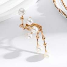 1pc European And American Fashion Faux Pearl Geometric Ring, Personalized Exaggerated Creative Finger Ring