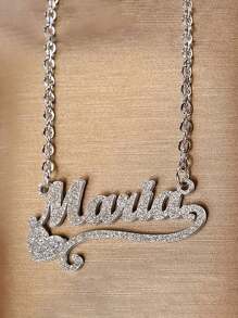 1 pieza Collar personalizado mate con nombre, colgante con forma de corazón grabado de acero inoxidable, collar con letras inglesas personalizadas, adecuado para el Día de San Valentín, Día de la Madre, Acción de Gracias, regalo para parejas, familia y amigos