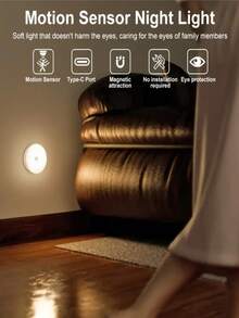 1/2/4 Stücke LED Nachttischlampe, warmweißes/kühles weißes Licht, 3-Farbwechsel, Wandleuchte geeignet für Kinderzimmer, Flur, Schlafzimmer, Treppe, Badezimmer, Wohnzimmer, Kleiderschrank, einfache Installation, USB aufladbar, Innen-/Außenbeleuchtung