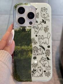 Funda de teléfono con diseño de gato, medusas, estrellas de mar y motivos oceánicos con efecto láser, compatible con iPhone 16, 15, 14, 13 Pro Max, resistente a golpes y con tapa trasera