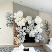 灰色乳胶派对气球 5/10/12/18 英寸 -10/30/50/70/90 个圆形氦气球适用于生日、婚礼、派对、性别揭晓、单身派对、退休、毕业庆典 - 灰色 - 查看 7