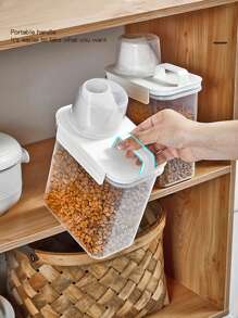 1pc Airtight Food Storage Container For Pet Food, Grain, Cat Litter, Large Capacity With Measuring Scale Lid And Carry Handle, Variety Of Sizes Available