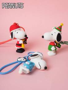 Peanuts 1 PIEZA Llavero con colgante dimensional de  con licencia oficial, serie de invierno, accesorio lindo y creativo de PVC para mochilas, teléfonos móviles, decoración de bolsos, llaveros de coche, regalos de cumpleaños y Navidad