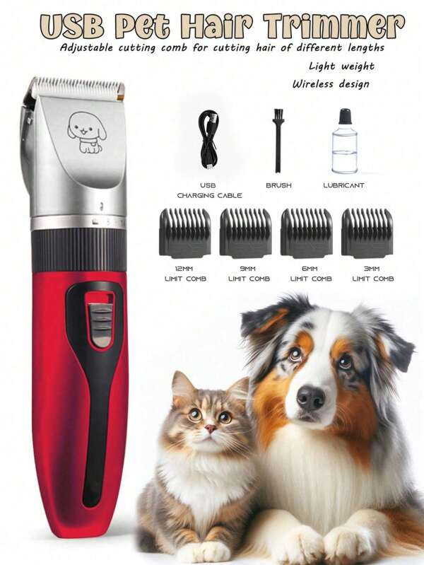 1pc USB Powered Pet Hair Trimmer, Electric Shaver, Cat Or Dog Paw Hair Remover For Trimming Hair Around Paws, Ears, Eyes And Private Areas, Suitable For Pet Grooming, Quiet Electric Pet Clipper Set For Dogs And Cats