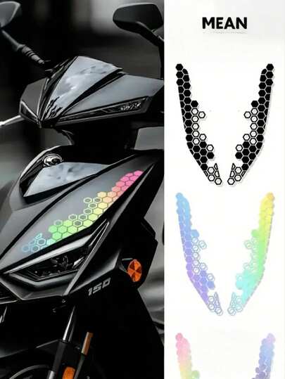 1 对蜂窝图案摩托车贴花，必备贴纸，时尚炫酷，高翻转率贴纸，适用于摩托车、摩托车、汽车、电动车