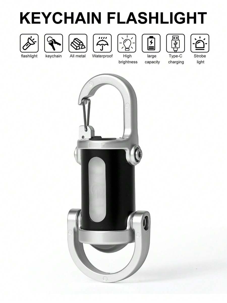 1pc Mini Keychain LED Flashlight Portable Light Multifunction Outdoor Torch Bag Clip For Hiking Camping Fishing Running Emergency Lighting