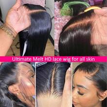200% Density Straight Lace Front Wigs Human Hair 4*4 5*5 13x6 13x4 HD Transparent Lace Front For Glueless Brazilian Virgin Hair Glueless Wig Human Hair Pre Plucked With Baby Hair Hairline