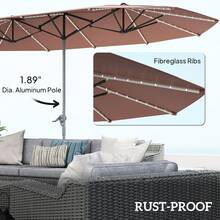 15ft Patio Umbrella Solar Lights UPF50+ Outdoor Umbrella - 譚 - 查看 4