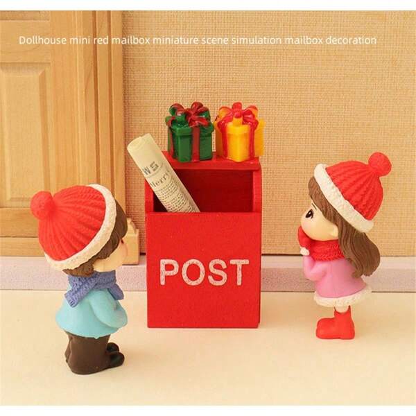 1pc Mini Red Realistic Miniature Candy Mailbox House, Home Decor Accent, Creative Display Piece, Birthday Gift
