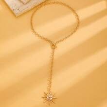 [Summer Sun-Shaped Jewelry] Fashion Jewelry Pendant Necklace Bracelet Y-Shape Multilayer Necklace, Boho Style Sunburst Pendant Necklace, Suitable For Summer Beach Holiday, Daily Wear, Graduation Trip, Prom Party, Fashionable Gift For Friends, Lovers, Wife, Teacher, Classmates, Sisters, Daughter