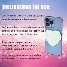 6pcs Silicone Suction Cup Phone Case Stand, Double-Sided Heart-Shaped Anti-Slip Suction Cup Phone Stand, Hands-Free Phone Accessory Stand For Selfies And Videos, Phone Stand