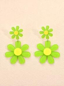 1 Pair Europe&America Brand Personalized 3D Shiny Acrylic Flower Earrings For Women