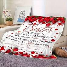 Heartfelt Sister's Gift,Modern Style, Versatile,Super Soft Flannel Printed 3D Blanket, As Birthday Gifts, Family, Wedding, Souvenir Blankets, Polyester Blankets Suitable For All Seasons, Washable, Machine Washable, Lightweight, Breathable, Comfortable, Warm, Unique, 280gsm For Him, Her Personalized Ideal Gifts For Her,Perfect Nap, Camping, Travel, Home, Daily Life, Office Decoration, Birthday, Anniversary, Valentine's Day, Thanksgiving, Christmas, Halloween, Wedding, New Year Gifts ,Sofa,Bed,Car,Bedroom,Living Room,Office,  Outdoor Camping, Beach,Wall Decoration - 彩色 - 查看 4