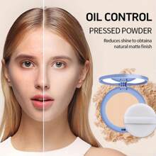 Polvo compacto multicolor, de larga duración, resistente al agua y al sudor, control de grasa, ligero, transpirable, apto para todos los tonos de piel, incluye borla, regalo ideal para maquillaje natural