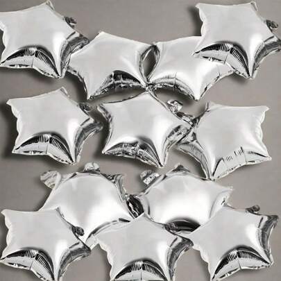 Conjunto de 50 balões metalizados de 10 polegadas com pentagrama prateado, adequados para casamento, aniversário, festa de formatura, decoração para o dia dos pais, acessórios para fotos internas/externas
