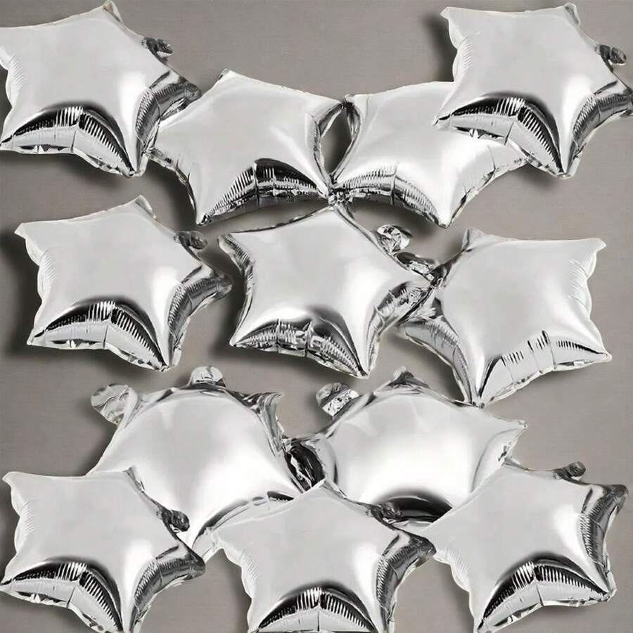 50 sztuk/zestaw 10-calowe srebrne balony foliowe Pentagram, odpowiednie na ślub, rocznicę, urodziny, przyjęcie z okazji ukończenia szkoły, dekorację na Dzień Ojca, rekwizyty do zdjęć wewnątrz/na zewnątrz