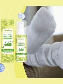 jakehoe 1 Box 100ml Shoe & Sock Deodorizing Spray, Shoe & Sock Freshener, Quickly Removes Odor, Keeps Feet Fresh & Dry, Unique Green Tea Fragrance, Convenient Spray Design, Suitable For All, Random New Or Old Version Shipped