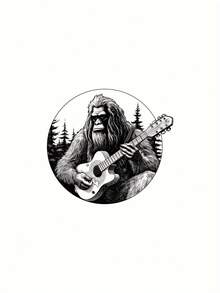 Men's Guitarist & Sasquatch Graphic Tee - Soft Cotton, Crew Neck, Short Sleeve Casual Shirt For Spring, Summer & Fall - 白色 - 查看 6