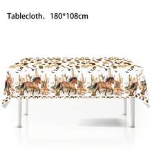 3 Stücke/Set 108*180CM Einweg-Tischdecke, wasserabweisend und ölbeständiges PE-Material, Personalisiertes Wildwest-Cowboy-Thema, geeignet für Themenfeiern und tägliche Dekoration, kann als Hintergrund oder Picknick-Matte verwendet werden