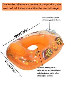 1pc Kids Swimming Pool Seat Ring, Cute Inflatable Floating Seat Ring, Swimming Ring, Child Toddler Swimming Pool Bath Tub With Single Handle Inflatable Fishies, 4 Colors, Underarm Floats, For Summer Swimming