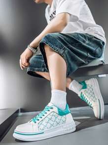 Men's Canvas Sneakers, Fashion Lace-Up Round Toe Low-Top Skateboard Shoes, High Quality Leather Upper, Non-Slip Rubber Outsole, Soft And Comfortable Lining, Breathable, Versatile For Casual Wear, Campus, School Uniform, Solid Color