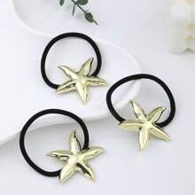 3/2/1 Stücke Ozeanmotiv Metall Seestern Haargummis, Zinklegierung Pferdeschwanz Halter Haargummis Haargummibänder Scrunchies Haarband Haargummi