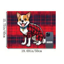 1pc Star & Red Clothed Dog Print Pet Placemat, Quick Drying Feeding Mat For Cats & Dogs, Easy To Clean, Suitable For Pets All Seasons, Pet Cage Pad