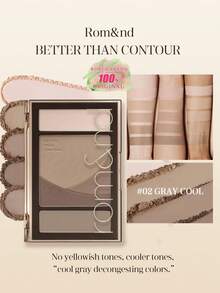 Rom&nd Romand BETTER THAN CONTOUR 02 GRAY COOL, Skin-Blurring Mousse, Slimming Contour, Buildable Layers, 3D Face Sculptor, Dry Skin , Multi-Use Nose/Cheeks/Hairline, Magnetic Case, Color Intensity Guide, 5-Minute Sculpt, 20.5g/0.72oz|Korean Makeup|K-Beauty|