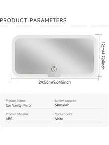 1pc 2025 New Car Sun Visor LED Cosmetic Mirror, Rechargeable Led Car Makeup Mirror With Dimmable Touch Screen, Makeup Mirror With 3 Light Modes, Clip-On Rear View Sun-Shading Cosmetic Mirror, Car Accessories- Ideal Gifts For Women