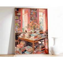 1 pieza Póster artístico de pintura en lienzo para decoración del hogar, regalo de amantes de la lectura y librerías, opcional con marco, para sala de estar - Multicolor - Ver 16