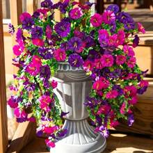 1/2/3pcs Artificial Wisteria Flower Vine - Eucalyptus Leaf And Trumpet Flower Hanging Decoration, Dual Color Purple Plastic Rattan Suitable For Outdoor/Indoor, Wedding, Garden, Terrace - Weather Resistant All Year Round, No Maintenance Required, Hanging Simulated Plants, Garden Decoration, Wedding Decoration, Double-Sided Flowers, Windproof Decoration