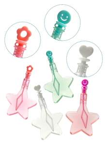 Varita de burbujas con estrella de cinco puntas de colores, juguete portátil soplador de burbujas para niños para usar al aire libre (color/diseño aleatorio)