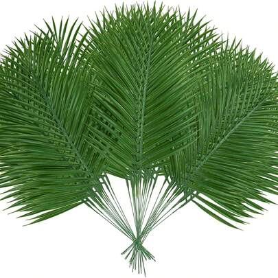 1pc/5pcs/10pcs/20pcs 14.5 Inch Artificial Palm Leaves, Outdoor Decor, Garden Decor, Large Green Faux Tropical Palm Leaves, Suitable For Spring Decoration, Palm Flowers, Wedding, Birthday, Room Decor, Home Decor, Hawaiian Party, Jungle Beach Theme Party Decor, Valentine's Day, Graduation Gift, Artificial Plants