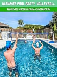 1 Set de Red de Voleibol de Piscina Extra Grande y Duradera de PE, 180 X 36 Pulgadas, para Actividades Familiares al Aire Libre, Juegos de Patio Trasero y Playa, Entretenimiento de Deportes Acuáticos y de Playa, con Estructura de Red Estable, Accesorios de Voleibol Incluyendo Bolsa de Almacenamiento, Multiusos para Fiestas de Piscina, Estanques Traseros, Deportes Acuáticos y Recreación, Fácil de Transportar, Ideal para Fiestas de Natación o Uso en Estanques del Jardín, Natación al Aire Libre, Deportes Acuáticos, Artículos Esenciales de Playa, Flotador de Piscina