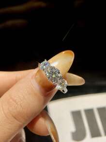 1 Stück 1ct Gesamt Dreifach Diamant Design D Farbe Moissanit Diamant Verlobungsring, 925er Sterlingsilber simpler romantischer Ring, Ewigkeitsring, Hochzeitstags-Ring, luxuriöses Schmuckgeschenk