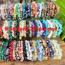 1/5/10/20/50/100 件多色天然石水晶宝石手链、紫水晶、虎眼石、黑曜石等天然水晶宝石弹性手链、脉轮石、瑜伽冥想能量手链、节日派对宝石礼物