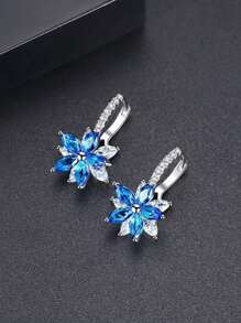 Par de elegantes y lujosos ganchos de oreja con flores de cristal de colores, un regalo perfecto para damas y madres en aniversarios o para uso diario