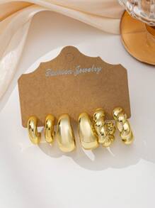2-18pcs/Set Vintage Geometric Golden Earrings/Eardrop Set, Suitable For All-Year-Round Daily Wear