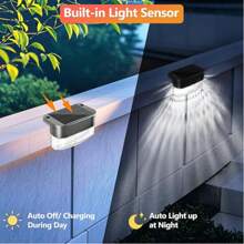 6pcs 13LED Warm Light, Solar Light, Courtyard Light, Outdoor Garden Waterproof Light, Solar Stair Light, Step Light, Fence Light, Terrace Light, Terrace Light, Suitable For Villa, Garden, Terrace And Courtyard Decoration