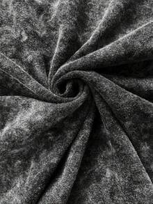 女士街头风休闲时尚套装 - T恤和短裤，街头服饰，周末休闲风，时尚复古造型，做旧面料 - 黑色 - 查看 8